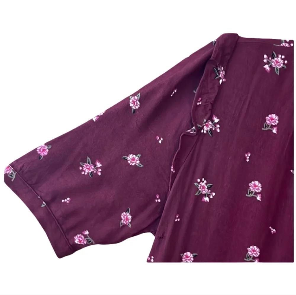 Old Navy Womens Plus Size Burgundy Floral Midi Dress Size XXL - Picture 3 of 6
